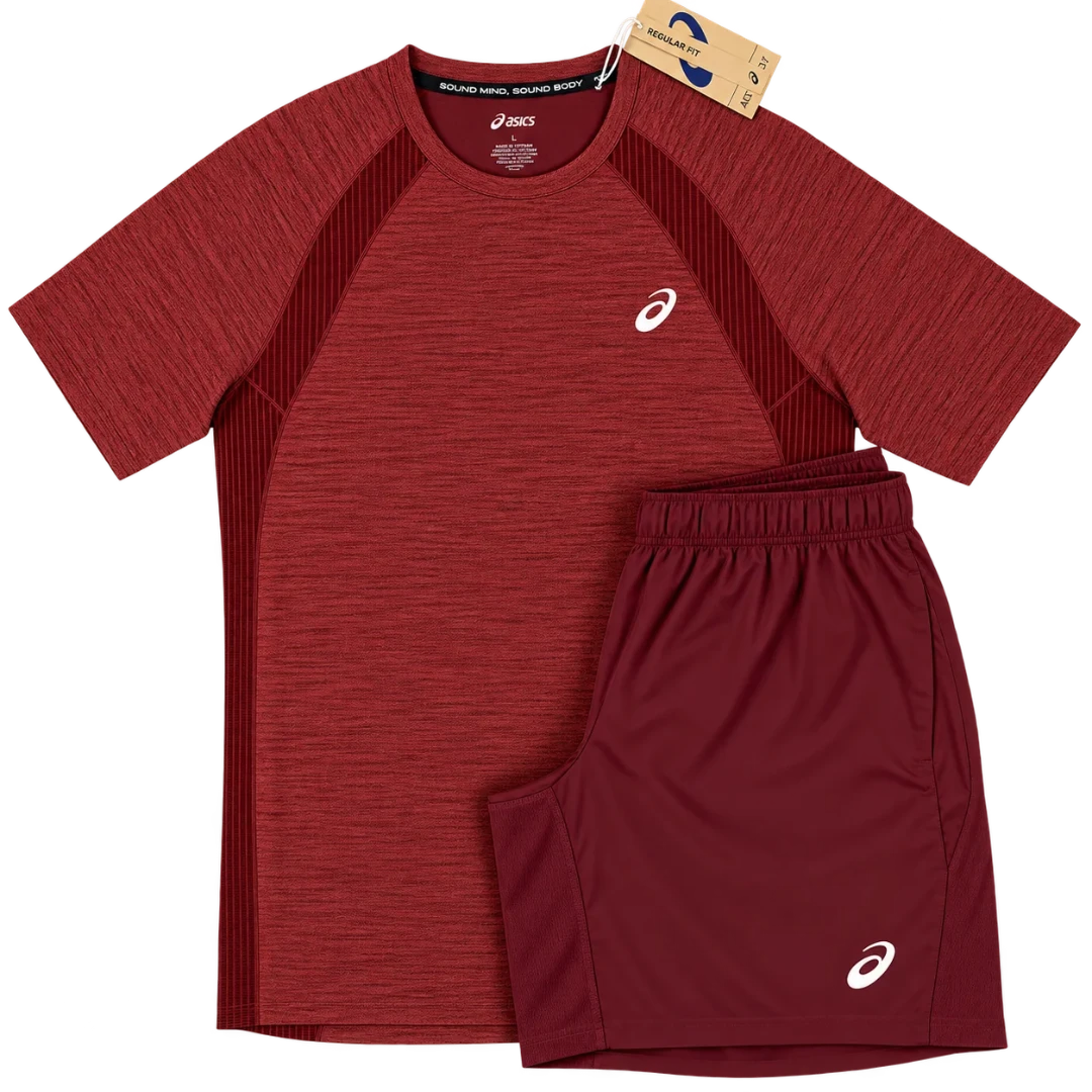 ASICS ROAD CORE TOP & CORE SHORTS - MAROON