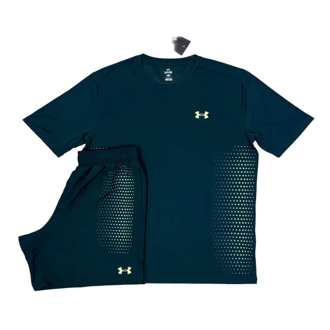 UNDER ARMOUR TECH PLAY T-SHIRT GREEN / GREEN TECH PLAY SHORTS SET
