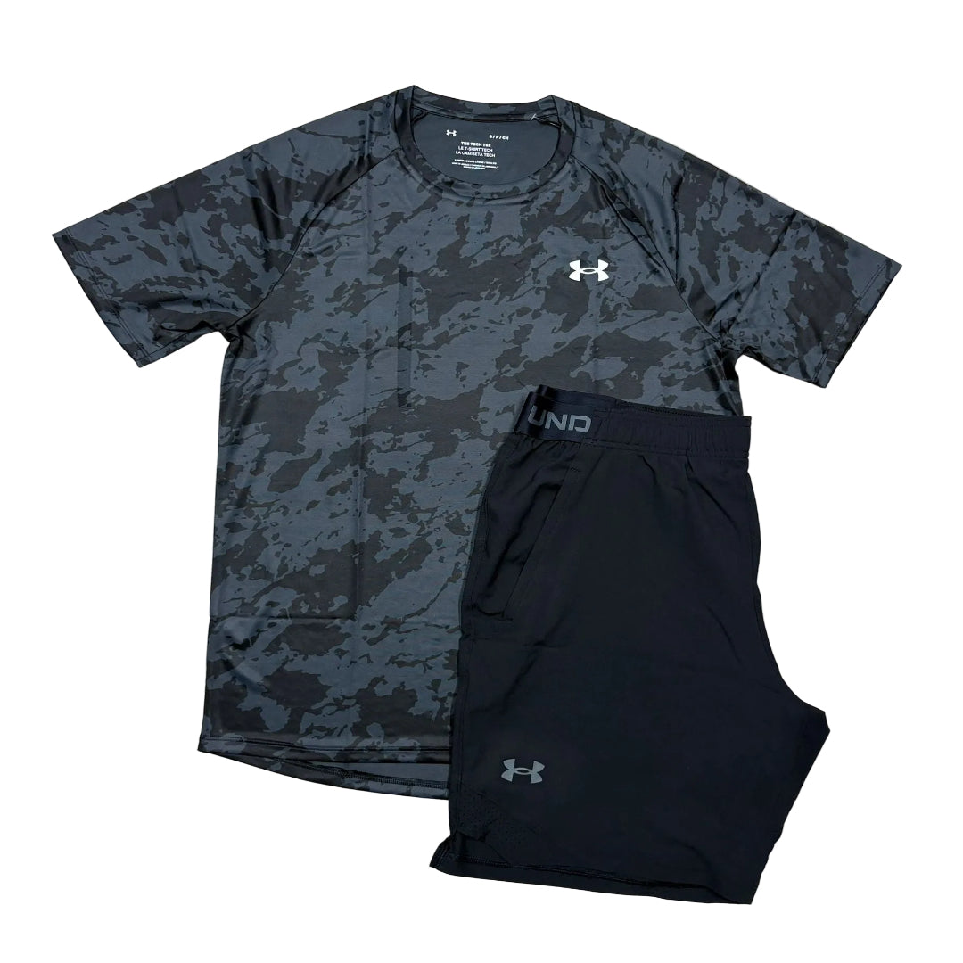 Under Armour Tech 2.0 Black Camo Short Set